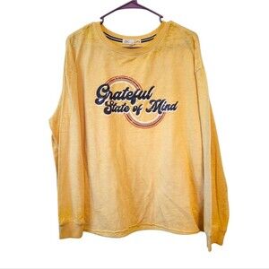C&C California Yellow "Grateful State of Mind" Graphic Burnout Long Sleeve Top L
